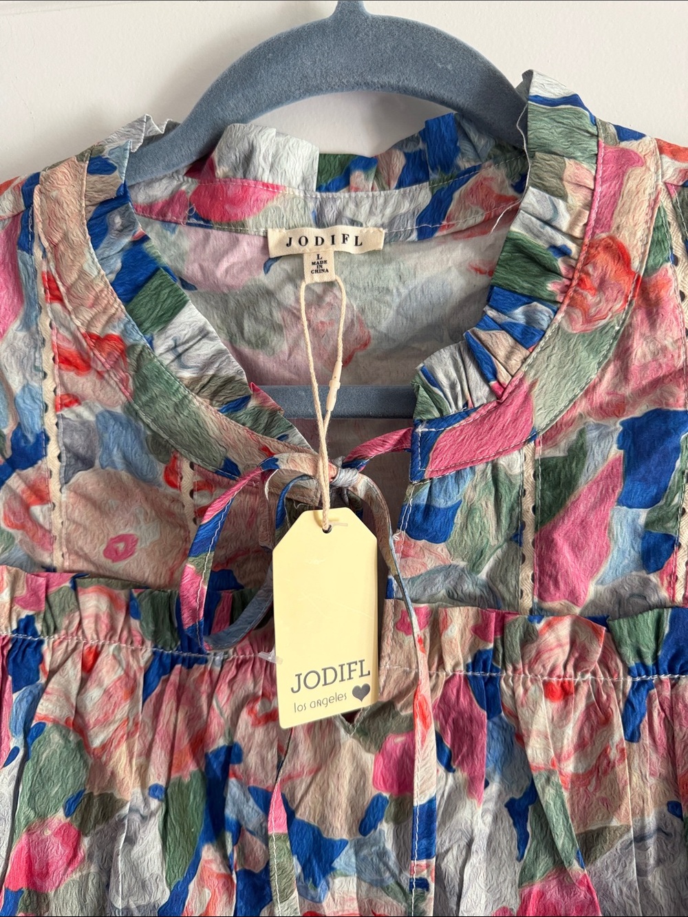 Pink Multi Floral Ruffle Sleeve Blouse large - Picture 2 of 7